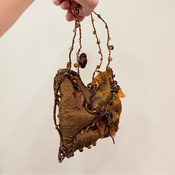 VINTAGE Mary Frances Beaded Floral Evening Bag Purse – Amber Gold – Rare! - Picture 11 of 13